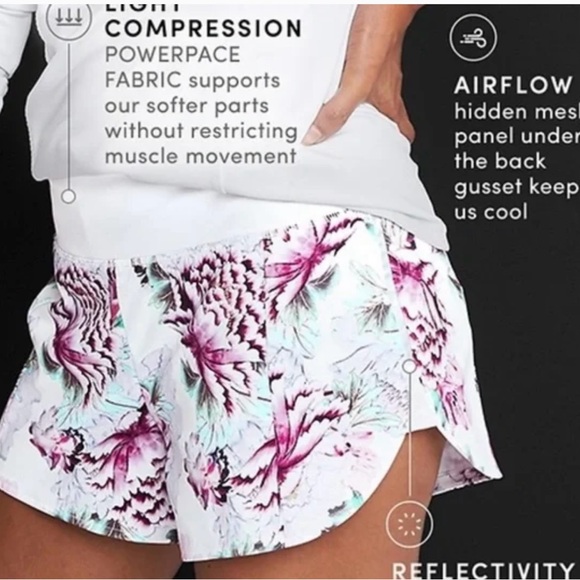 Athleta Run Free Peony Floral Pink Garden Shorts Sz M - Picture 2 of 10